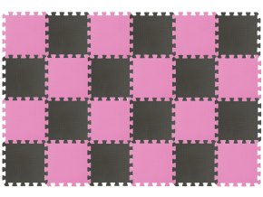 28965 detsky hraci koberec z extra silnych penovych puzzli v tmavo sivej a ruzovej farbe