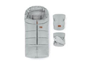 PETITE&MARS Set zimný fusak Jibot 3v1 + rukavice na kočík Jasie Quiet (Varianta  Grey)