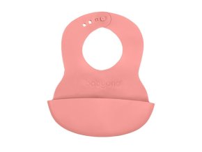BABYONO Podbradník mäkký plastový s vreckom bez BPA pink (Varianta  6m+)
