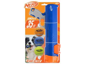NERF DOG Hračka pre psov Blaster 30 cm bez klipu na loptičku + 3 ks pískacích tenisových loptičiek 5