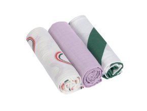 LÄSSIG BABIES LÄSSIG Swaddle Burp blanket 85x85 (Varianta 2024 Happy Rascals lavender)