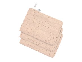 LÄSSIG BABIES LÄSSIG Muslin Wash Glove Set 3 pcs dots 2025 peach (Varianta rose)