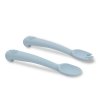 INTERBABY SET silikonová LYŽIČKA + VIDLIČKA - modrý
