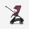 Bugaboo Dragonfly seat stroller black base dark cherry red fabrics dark cherry red sun canopy x PV007395 03