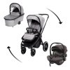 ZOPA Set kočík Move Cross 3 + hlboká korba Move XL 3 + autosedačka XM podľa vlastného výberu, Metal Grey