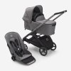 Bugaboo Bassinet and Seat Stroller graphite chassis grey melange fabrics grey melange sun canopy x PV006727 01