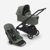 Bugaboo Bassinet and Seat Stroller black chassis forest green fabrics forest green sun canopy x PV006701 01