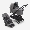 Bugaboo Bassinet and Seat Stroller black chassis grey melange fabrics grey melange sun canopy x PV006721 01