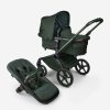 Bugaboo Fox 5 bassinet seat stroller midnight green chassis midnight green fabrics midnight green sun canopy x PV007351 01