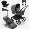 Bugaboo Fox Cub bassinet seat stroller black chassis forest green fabrics forest green sun canopy x PV006130 01