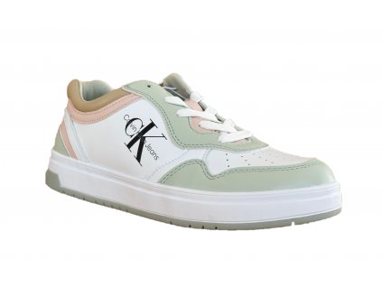 Calvin Klein sneaker low cut lace up green white 1