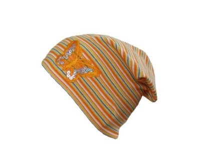 divci bavlnena cepice sando oranzova pruhovana