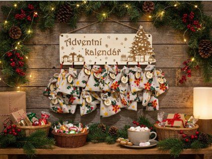 Adventní kalendář s pytlíčky pro drobnosti