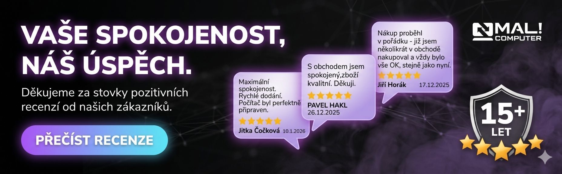 Recenze spokojených zákazníků e-shopu MaliComputer