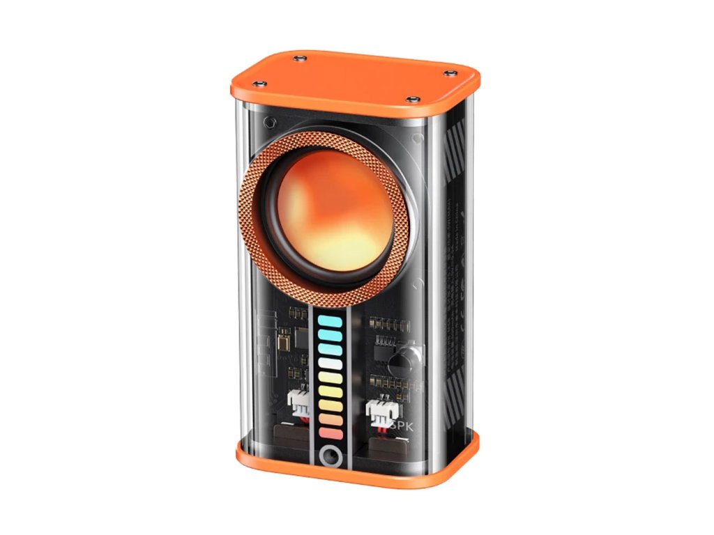 DeTech Remax RB-M68 Clear Mecha Bezdrátový Reproduktor - oranžová