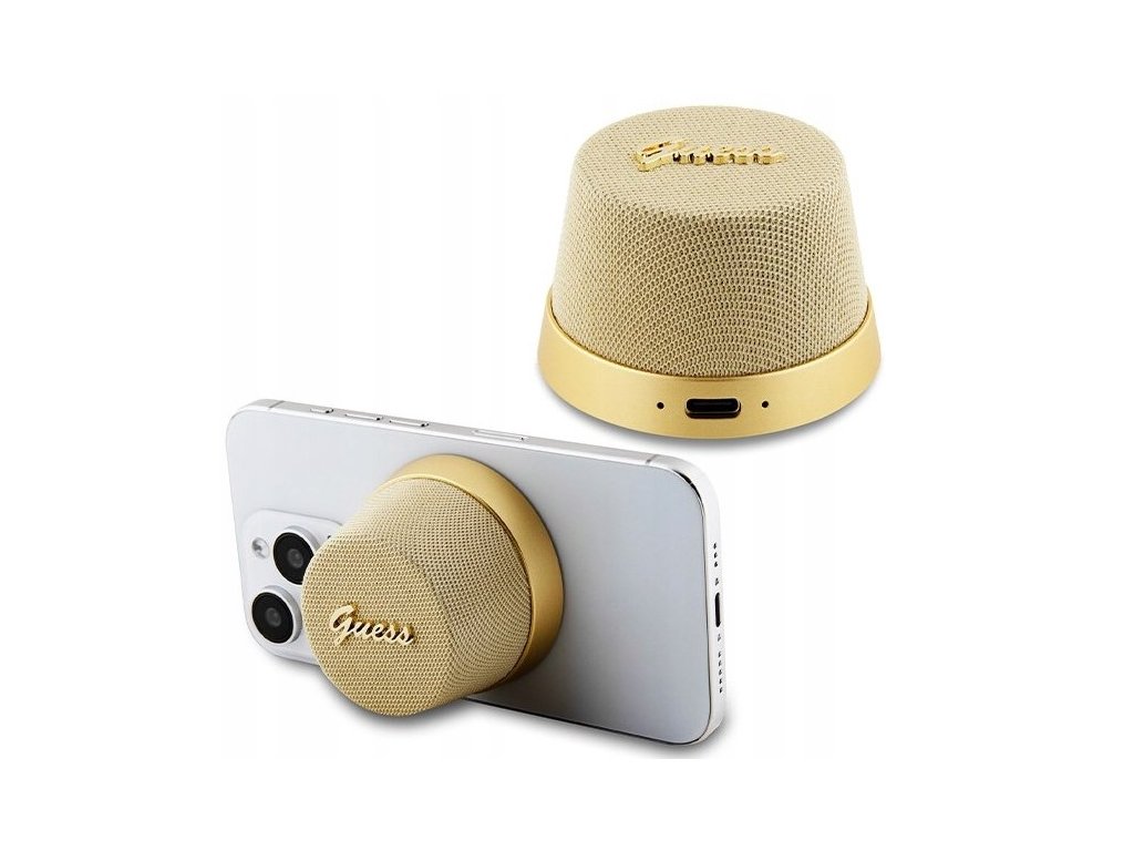 Guess Bluetooth Speaker Stand Gold Magnetic Script Metal Reproduktor
