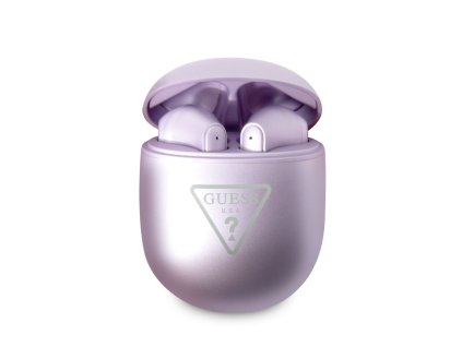 Guess True Wireless Triangle Logo BT5.0 4H Stereo Earphones Glossy Purple