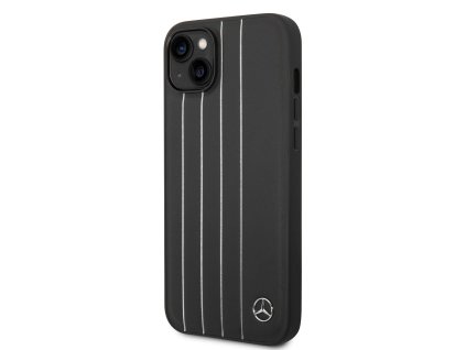 Mercedes Genuine Leather Star Zadní Kryt pro iPhone 14 Plus Black