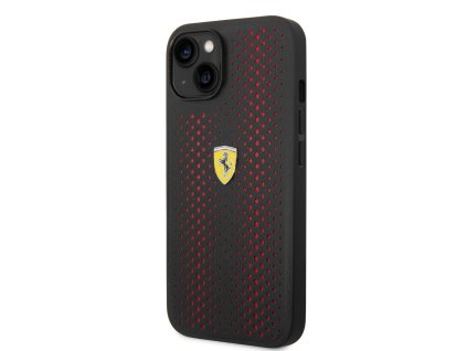 Ferrari PU Leather Perforated Zadní Kryt pro iPhone 14 Plus Red