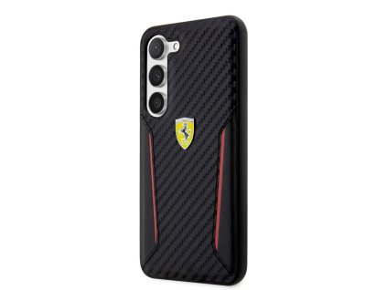 Ferrari PU Carbon Zadní Kryt pro Samsung Galaxy S23 Black