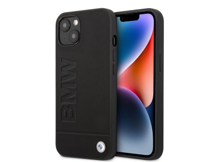 BMW Leather Hot Stamp Zadní Kryt pro iPhone 14 Black