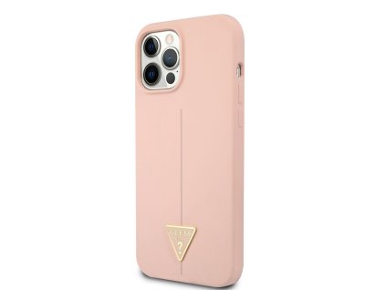 Guess Silicone Line Triangle Zadní Kryt pro iPhone 12/12 Pro Pink