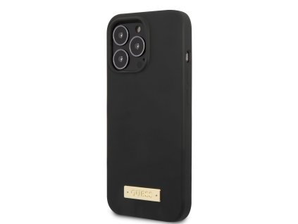 Guess Silicone Metal Logo MagSafe Zadní Kryt pro iPhone 13 Pro Black