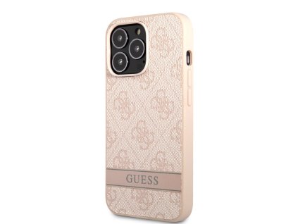Guess PU 4G Stripe Zadní Kryt pro iPhone 13 Pro Max Pink