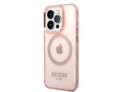 Guess Translucent MagSafe Zadní Kryt pro iPhone 14 Pro Pink