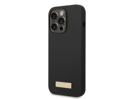 Guess Silicone Metal Logo MagSafe Zadní Kryt pro iPhone 14 Pro Max Black