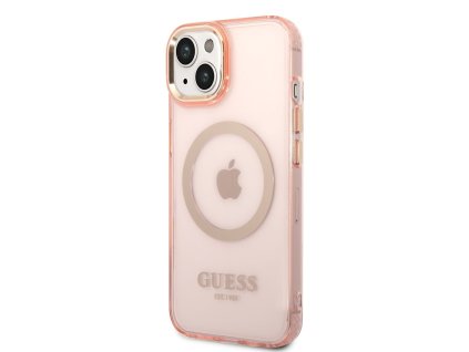 Guess Translucent MagSafe Kompatibilní Zadní Kryt pro iPhone 14 Pink