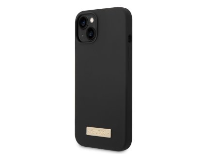 Guess Silicone Metal Logo MagSafe Zadní Kryt pro iPhone 14 Black