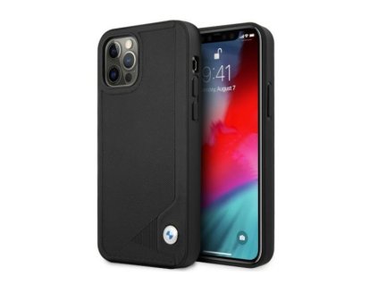 BMW Signature Leather Debossed Stripes Kryt pro iPhone 12 Pro Max