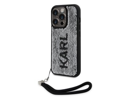 Karl Lagerfeld Sequins Reversible Zadní Kryt pro iPhone 14 Pro Black/Silver