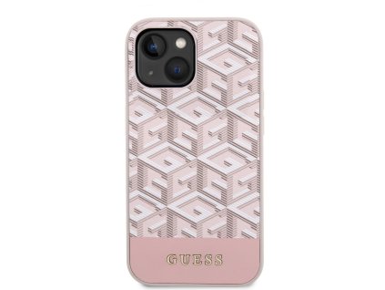 Guess PU G Cube MagSafe Zadní Kryt pro iPhone 14 růžový