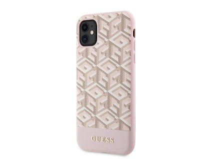 Guess PU G Cube MagSafe Zadní Kryt pro iPhone 11 růžový