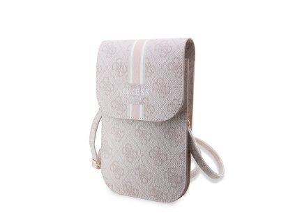 Guess PU 4G Printed Stripes Phone Bag růžový