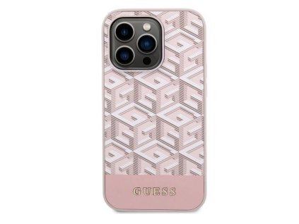 Guess PU G Cube MagSafe Zadní Kryt pro iPhone 14 Pro Pink