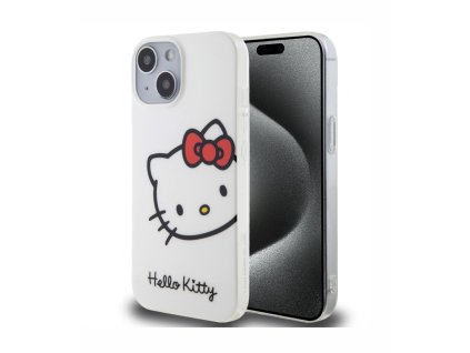 Hello Kitty IML Head Logo Zadní Kryt pro iPhone 15, bílá