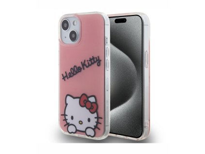 Hello Kitty IML Daydreaming Logo Zadní Kryt pro iPhone 15, růžová