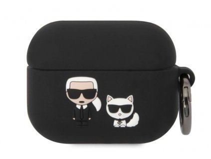 Karl Lagerfeld and Choupette Silikonové pouzdro Airpods Pro černé