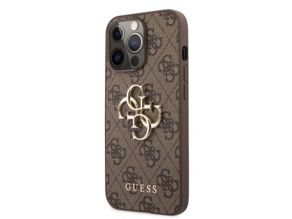 Guess PU 4G Metal Logo Zadní Kryt pro iPhone 13 Pro Brown