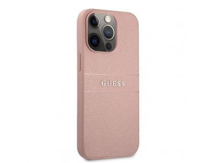 Guess PU Leather Saffiano Pink Kryt iPhone 14 Pro Max 3