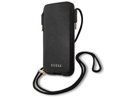 Guess PU Saffiano Pouch Script Logo S/M Black