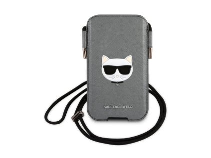Karl Lagerfeld Choupette Head Saffiano PU Pouch L Grey