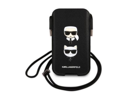 Karl Lagerfeld and Choupette Head Saffiano PU Pouch S/M Black