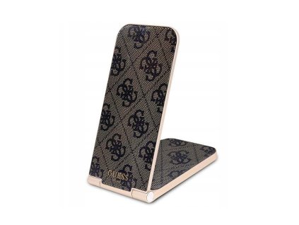 Guess 4G Pattern Stolní Bezdrátová Magnetická Nabíječka 2v1 Brown