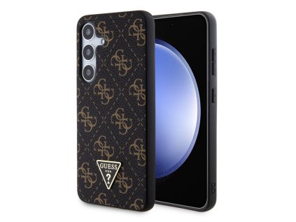 Guess PU Leather 4G Triangle Metal Logo Zadní Kryt pro Samsung Galaxy