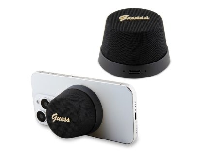 Guess 2v1 Magnetic Bluetooth Speaker / Stand Metal Script Black