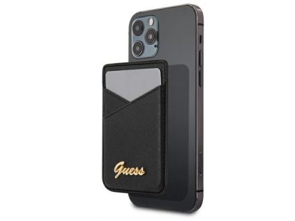 Guess Saffiano Cardslot Metal Logo černá